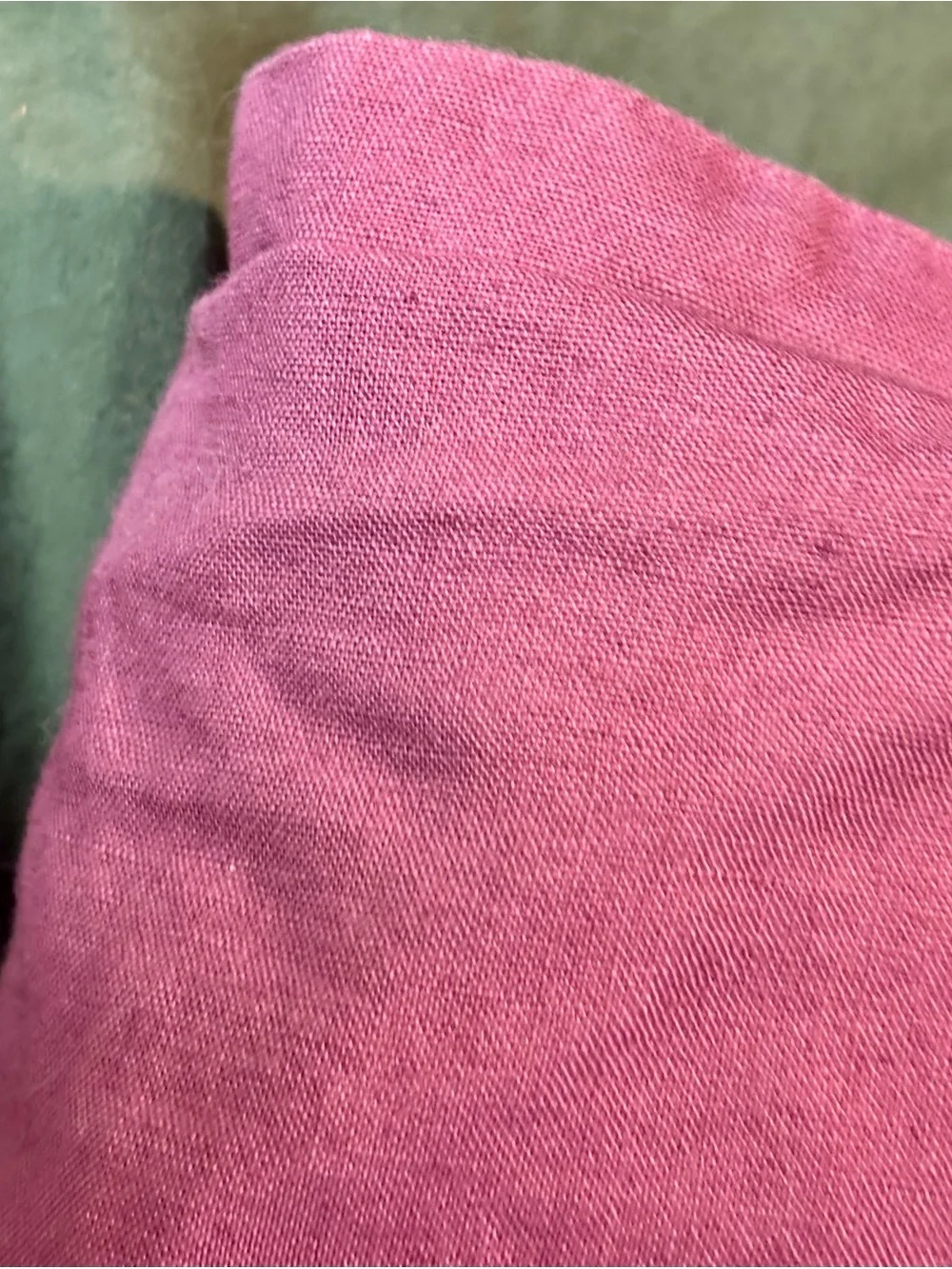 Anthropologie Raspberry Linen Bland Raw Border Shell Buttons Full Duvet Cover